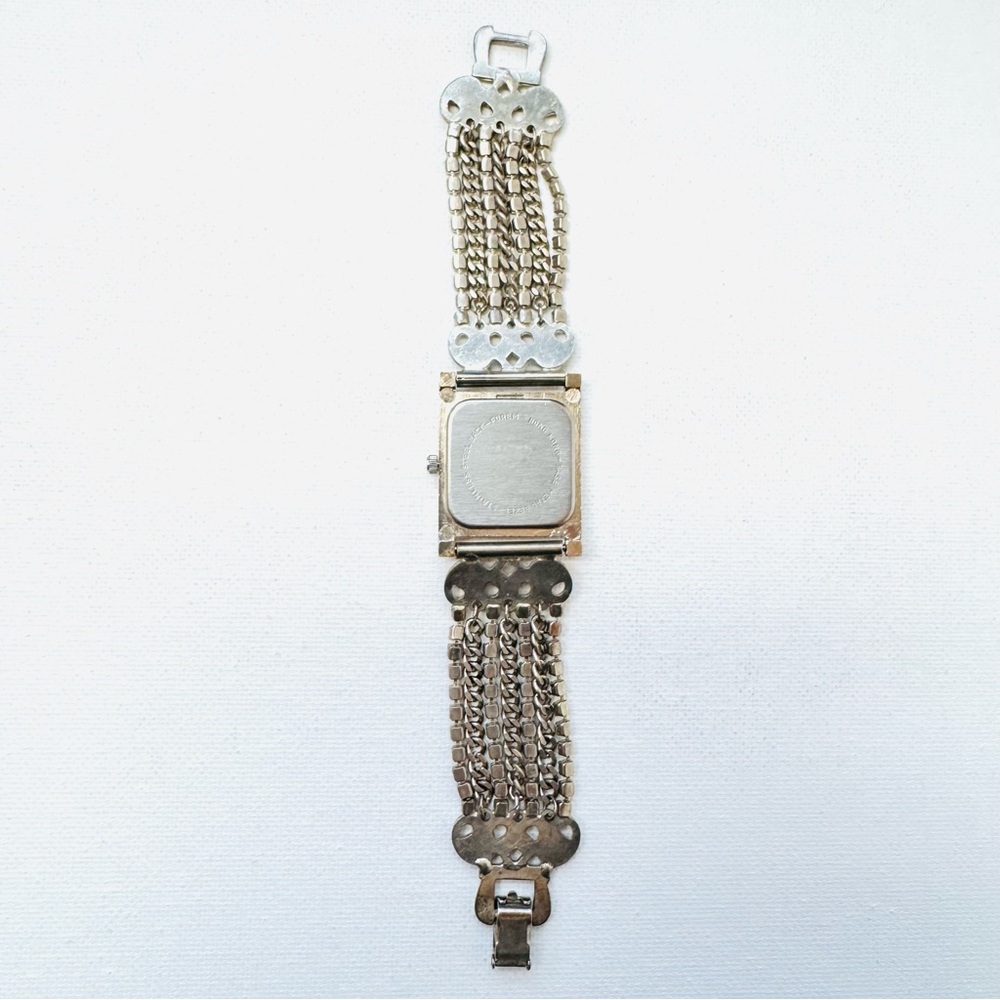 Vintage Forem Mother Of Pearl Women's Silver Crystals Chain Bracelet Watch - Picture 9 of 12